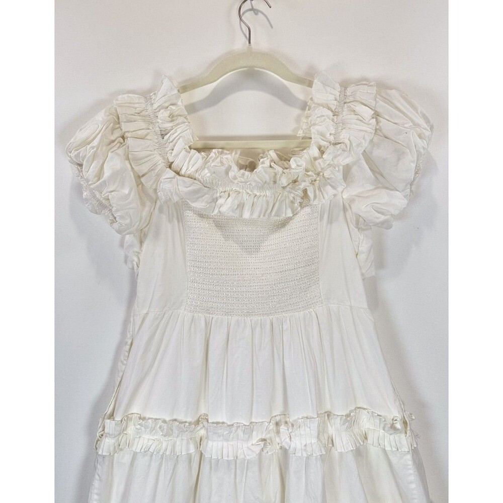 Love The Label Womens White Rosalie Mini Off The Shoulder Tiered Smocked Medium - Picture 12 of 12